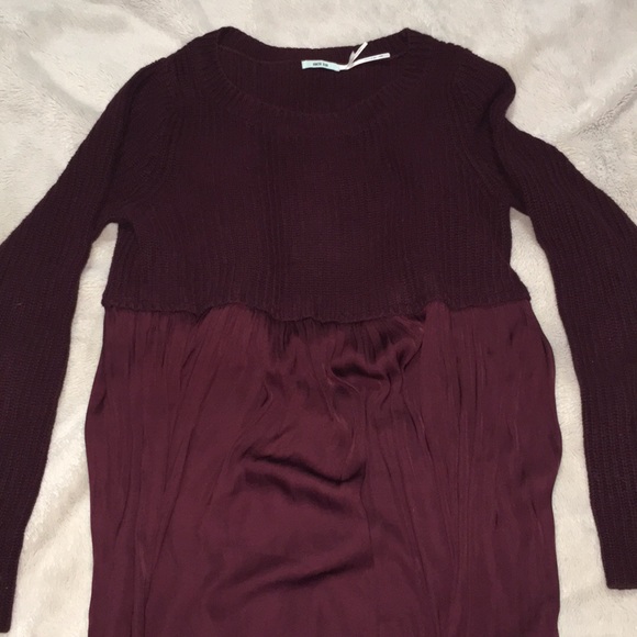 Kimchi Blue Baby Doll Sweater Tunic Dress - Burgundy - Size XS - Picture 4 of 7